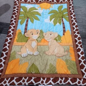 Disney Lion King Quilt with Brown, Green, and Blue
